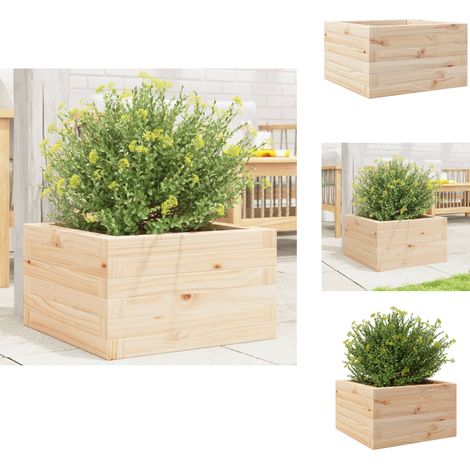 Pflanzkübel 40x40x23 cm Massivholz Kiefer - Holzpflanze - Holzh Planter - Hochbeet - Blumengarten - Kübelgarten (1/5)