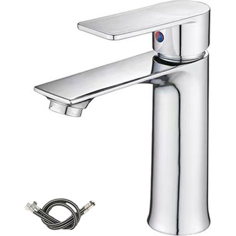 Robinet De Lavabo - Robinet À Levier Unique - Finition Noir Mat - En Laiton Massif - Pour Meuble De Salle De Bain Et Lavabo Commercial - 1 Pièce (1/5)