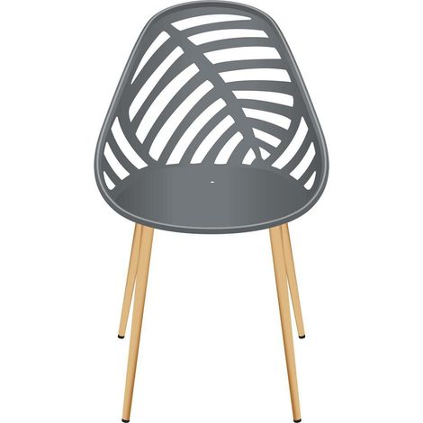 Chaise Alameda en plastique et acier, dossier ajouré gris (1/3)