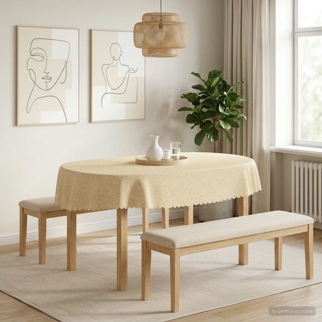vidaXL Tissu de Table ovale Crème blanc 130 x 220 cm (1/5)