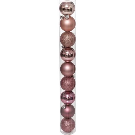 Lot de 9 Boules de Noël "Colorama" 6cm Rose