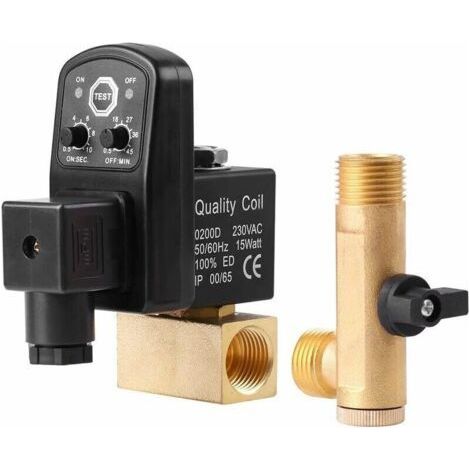 Automatic Electronic Timed Drain Valve G1/2 DN15 Electric Drain Valve for Air Compressor Condensate Management(AC230V), (1/4)