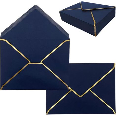 30 buste con bordo dorato, biglietti d'invito formato A7, Sustainable Choice ECO, 13,5 x 18,5 cm, blu (1/5)
