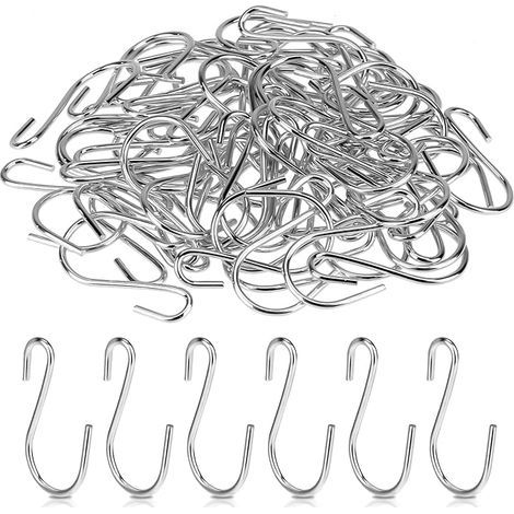 Lot de 60 petits crochets en forme de S Acier inoxydable 2,6 cm Argenté Mini crochet de suspension en métal Pour bricolage, artisanat, porte-clés, bijoux (1/5)
