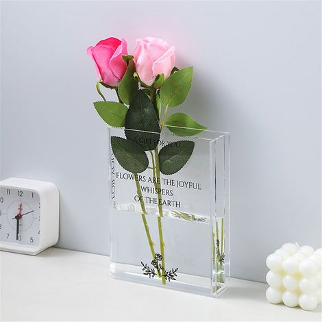 Vase Livre - Support De Livres Avec Vase Intégré - En Acrylique Transparent - Pour Décoration De Bibliothèque Ou Bureau - 1 Pièce (1/5)