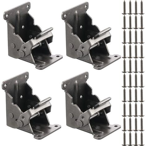 4Pcs Charnières Autobloquantes, Support Pliable Raccords de Jambe, Charnière pour Pieds à Rabat de Meuble Pliant Pour Table, Lit, avec de Vis (1/5)