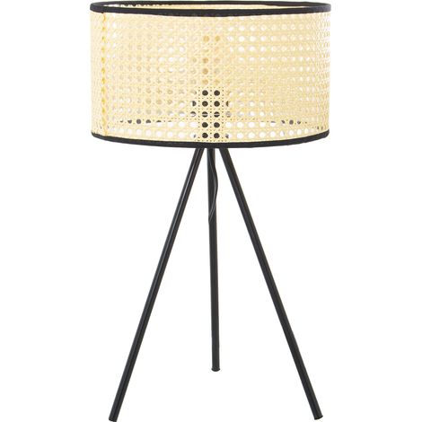 Lampe de Table en Métal Abat-Jour en Osier, 1Xe27, Max.40W °30X51 Cm, Base:19X19X37 Cm (1/5)