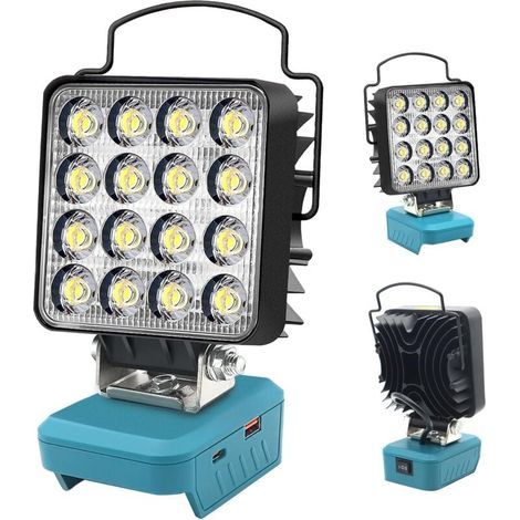 Work light, LED outdoor lighting, compatible with Makita BL1830 lithium battery, USB-C fast charging function (battery not included) (1/5)