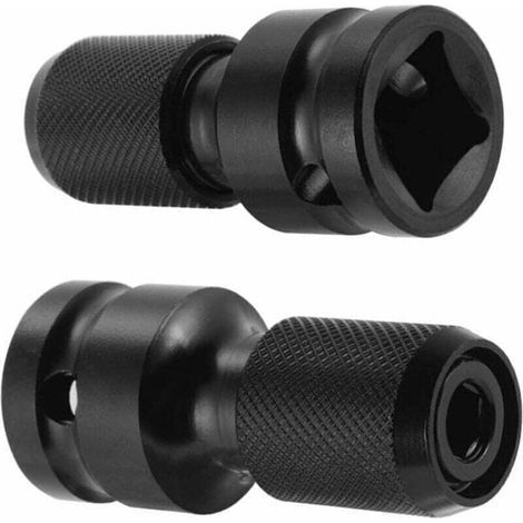 Lot de 2 adaptateurs de douille rapide de 1/2" carré à 1/4" hexagonal pour clés à impact