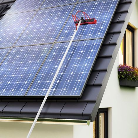 Teleskop Waschbürste mit Teleskopstiel 5m, Waschbürste für Photovoltaik, Autowaschbürste aus Aluminium, Schneeschieber, Multitool für Fenstern, Photovoltaik-Solarmodulen, Fahrzeugen (1/5)