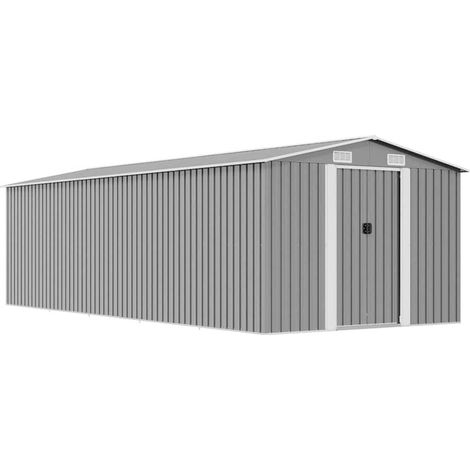 Refugio de jardín 257x580x181 cm de metal gris (1/5)