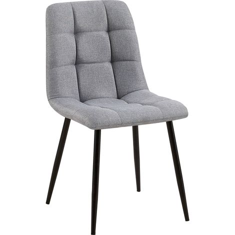 Chaise de salle à manger x1 coutures décoratives carrées en tissu gris et métal noir 100002138 (1/5)