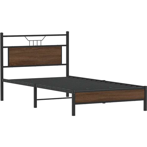 vidaXL Giroletto senza Materasso Rovere Marrone 100x190 cm Truciolato (1/4)