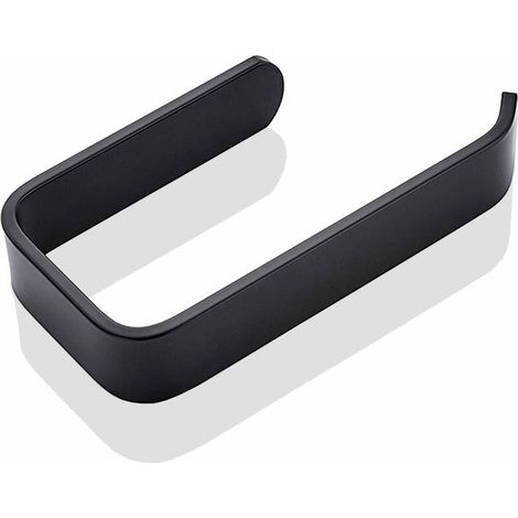 royaluxe - Porte Papier Toilette, Support Papier Toilettes Mural, Derouleur Papier Toilette de Auto-adhésif Aluminium, Porte Rouleau Toilette pour Salle de Bain et Cuisine, blanc + noir (1/5)