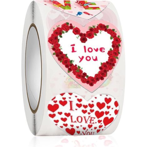 CCYKXA Packung mit 500 rosa herzförmigen Aufklebern (2,5 cm) zum Valentinstag