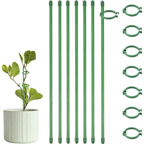 18 PCS Tuteurs pour Plantes, Support de Plantes Piquets d'Orchidées 30 cm, Vertes Support de Plante en Plastique Piquet de Plante avec Boucle de Plante Piquets de Plantes avec 36 Clip Attache (1/5)