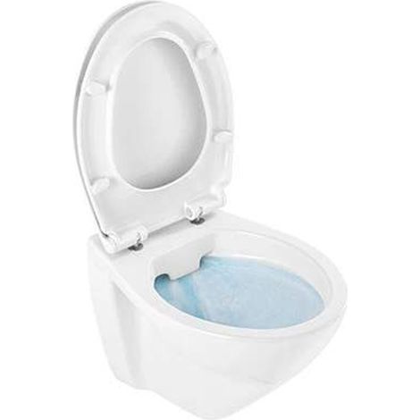 Pack WC rimflush Cetus 52 suspendue blanc sans bride (Abattant clipoff slowclose, Charnières inox) - Sanindusa