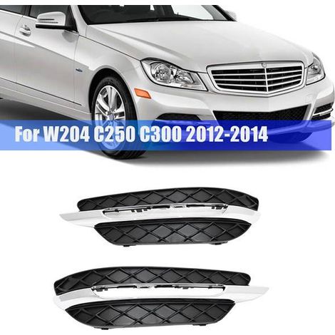 Two daytime running light protective covers (models 2048803224 and 2048803324) with electroplated finish, suitable for 12-14 Mercedes-Benz vehicles. (1/4)