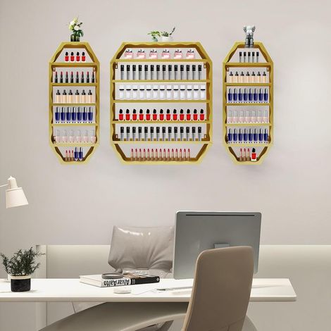 Étagère murale en métal pour vernis à ongles - Étagère de rangement pour cosmétiques - 3 pièces - 60 cm - 72 cm - Pour la maison et le salon de manucure (1/5)