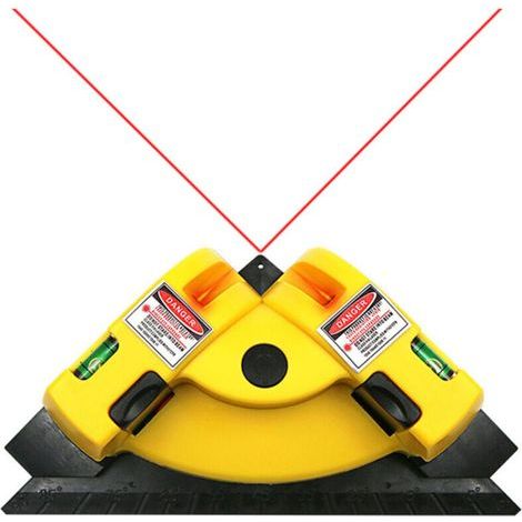 Niveau laser à projection à angle droit, boîtier plastique intégré, niveau laser infrarouge à ligne horizontale verticale, niveau de carrelage, mesureur d'angle laser, jaune (1/4)