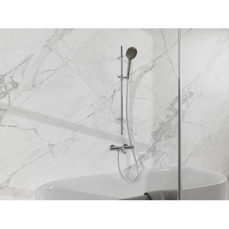 FugaFlow Eccelente Sobrado Mitigeur baignoire - avec barre curseur - douchette ronde - flexible lisse - Chrome (1/4)