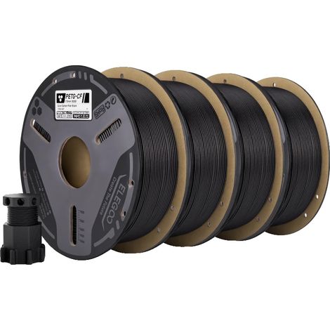 Filamento per stampa 3D, rinforzato con fibra di carbonio, ad alta resistenza, 4 kg, nero. (1/2)