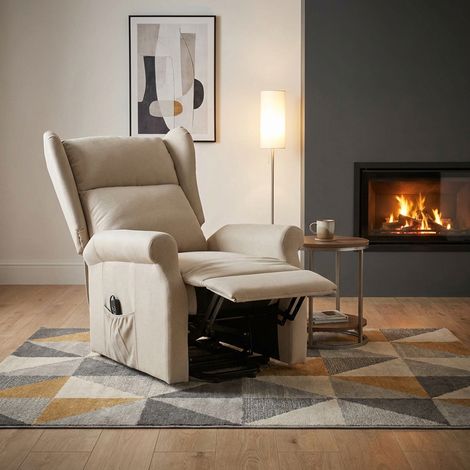 Fauteuil releveur inclinable avec Repose-Pied Fauteuil de Relaxation électrique Ajustable Lin Crème (1/5)