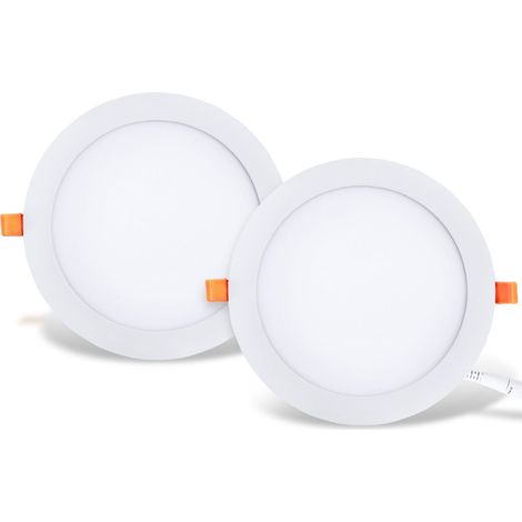 2x 25W Ultra slim LED encastré, remplace l'halogène 150W, Plafonnier rond avec driver, Blanc Neutre 4000K 2250Lm, AC 230V, downlight/spots encastrés (lot de 2) (1/5)