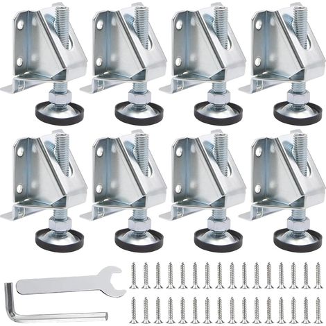 8 Pièces M10 Pieds Nivellement Meubles avec Vis et Clés, Niveleurs RéGlables Robustes avec Écrous Verrouillage, Pieds Tables Hauteur RéGlables, Niveleur Meubles pour Table, Établi, Armoires, Étagères
