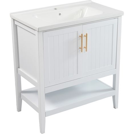 Mobile bagno con lavabo in ceramica e mobile base 80x47x90 cm bianco HOMVRA (1/5)