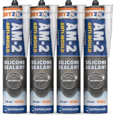 Dryzone Anti-Mould Silicone Sealant Anthracite Grey 310ml x 4 Pack