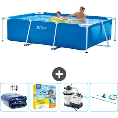 Intex-Schwimmbecken mit rechteckigem Rahmen – 260 x 160 x 65 cm – Blau – im Lieferumfang enthalten Accessoire CB72