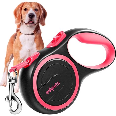 Laisse Chien, Enrouleur, Rétractable, 5 et 8 Mètres, Laisse Flexible pour Le Dressage et la Promenade (Rose, 8 mètres) (1/5)