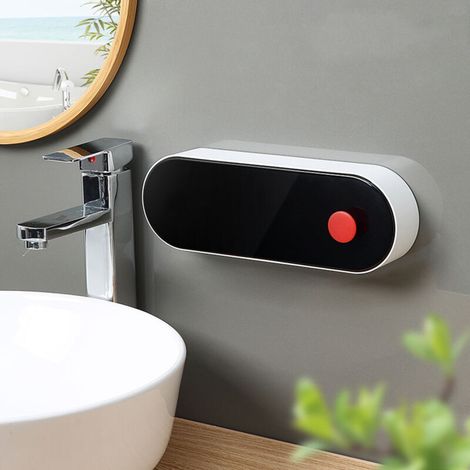 Porte-Savon Mural - Sans Perçage - Couvercle Rabattable Anti-Poussière - Noir - 29.5 cm (1/5)