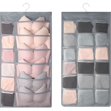 Rangement sous-vêtements - Non Tissé - 80 cm x 40 cm - Rose - Organisateur de placard - Multi-poches (1/4)
