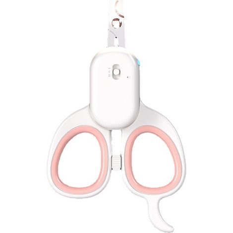 Coupe Griffes pour Chat, Multifonction Coupe-Ongles Professionnels pour Chiot & Petit Animal, Ciseaux Acier Inoxydable, équipé d'une lumière LED Haute luminosité et d'une lumière UV (Rose) (1/4)