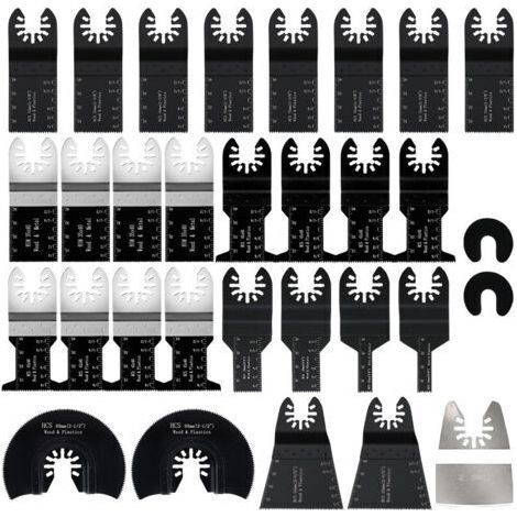 31Pcs Accessoires pour Outils Oscillants,Professional Lame Outil Multifonction Kits coupe bois/métal/plastique,Lame de Scie Oscillante Universelles pour Fein Multimaster,Dremel,Bosch,Makita,Dewalt (1/5)