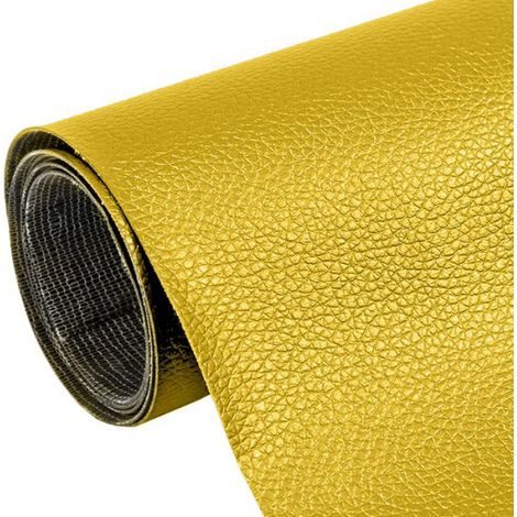 Patch Autocollant Cuir Synthétique - 50 X 137 Cm - Jaune - Pour Canapé Fauteuil Siège Auto Veste - 1 Rouleau (1/3)
