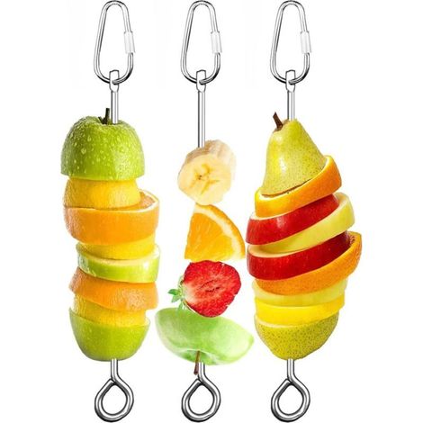 Support pour nourriture en cage, brochettes de fruits et légumes pour perroquets, mangeoires pour cage, jouets de recherche de nourriture, adaptés aux perruches ondulées, perruches et aras. (1/4)