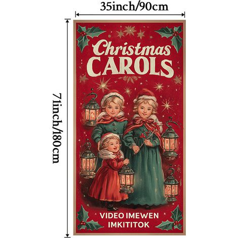 Décorations de porte de Noël, tentures murales, décorations de fête, décors de fond, tapisseries de porte, bannières de porte - 90 x 180 cm (perforation + ruban) - 27
