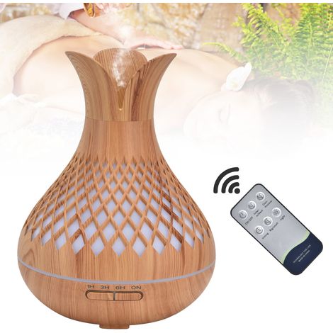 Humidificateur d'ambiance imitation bois 500 ml avec télécommande et veilleuse intégrée. Batterie intégrée. Compatible avec les tensions 100-240 V (norme britannique). (1/5)