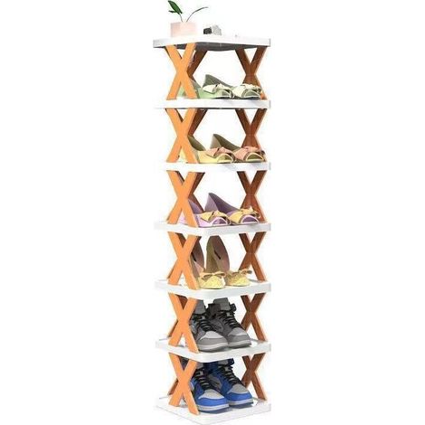 ZVD Meuble à chaussures, Porte - chaussures pliant en plastique facile - Orange,9 couches (1/3)