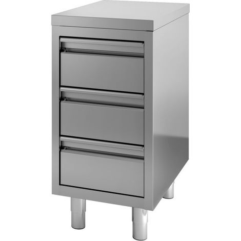 Meuble de travail 3 tiroirs inox 400mm - Combisteel (1/3)