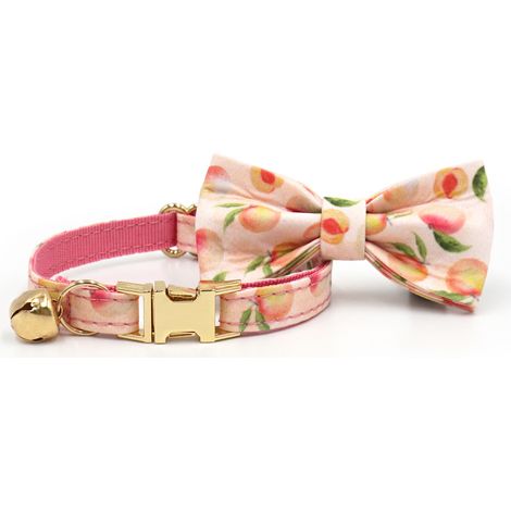 Collier chat motif fleurs et fruits L argenté avec nœud papillon (1/2)