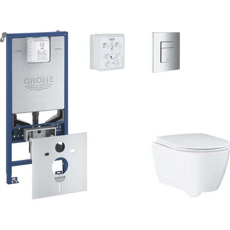 Grohe Rapid SLX - Set bâti-support, cuvette, abattant SoftClose, plaque de déclenchement Skate Cosmopolitan, chrome SANI11BB2110 (1/5)