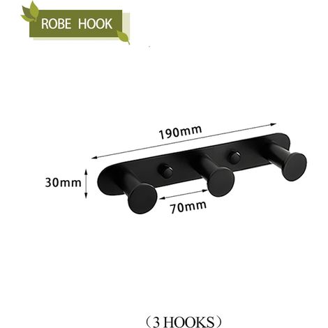 Porte-serviettes mural en acier inoxydable noir mat (3 crochets) avec barre porte-serviettes, porte-savon, porte-papier toilette et crochets pour peignoirs et serviettes. Accessoires de salle de bain. (1/5)