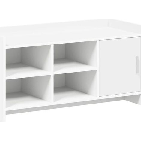 Meuble à chaussures blanc, 100 x 39,5 x 51 cm, bois d'ingénierie. (1/5)