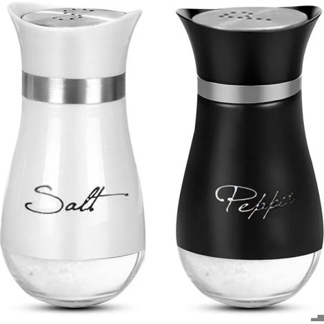 Salière et poivrière de table en verre avec couvercle en acier inoxydable, moulin à épices pour la cuisine, la table et le barbecu (1/5)