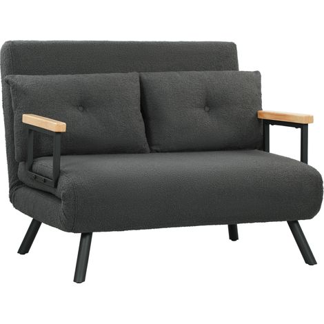 Sofá cama convertible 4 en 1, 2 plazas, plegable, con respaldo ajustable y 5 niveles de almohadas, 102 x 73 x 81 cm, color gris (1/5)