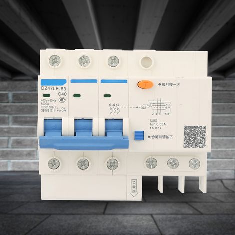 Interrupteur de protection contre les fuites de courant 400 V/40 A DZ47LE-63 C40 Disjoncteur triphasé (1/5)
